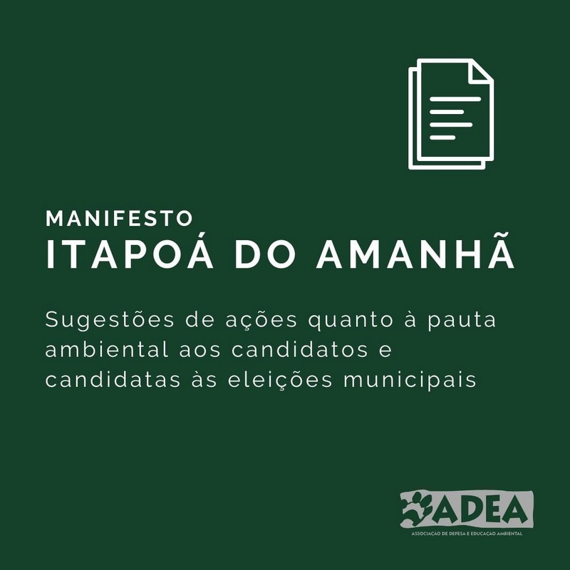 ADEA divulga Manifesto Itapoa do Amanha para candidatos e candidatas as eleicoes