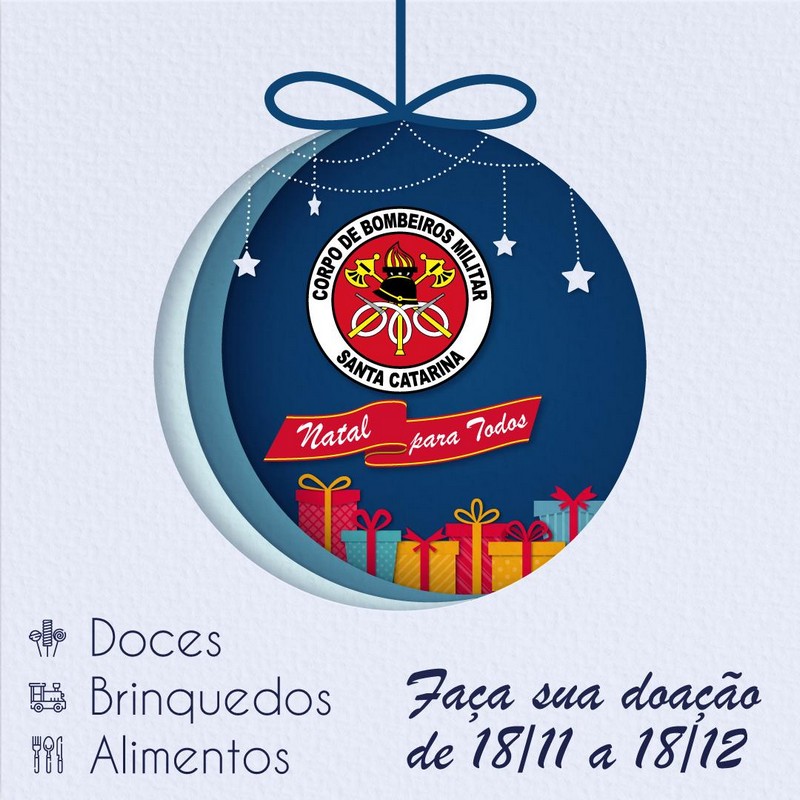 Bombeiros recebem ate o dia 18 de dezembro doacoes a campanha Natal para Todos