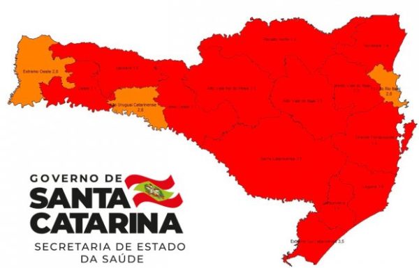 Governo de SC alerta para matriz de risco com 13 das 16 regioes em nivel gravissimo