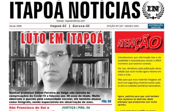 Capa jornal impresso Itapoá Notícias edição 167 - março de 2021 para TI (Tribuna de Itapoa)