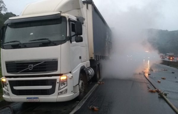 Carreta pega fogo na BR-101 e saqueadores intimidam o trabalho dos bombeiros de Garuva 5 (Tribuna de Itapoa)