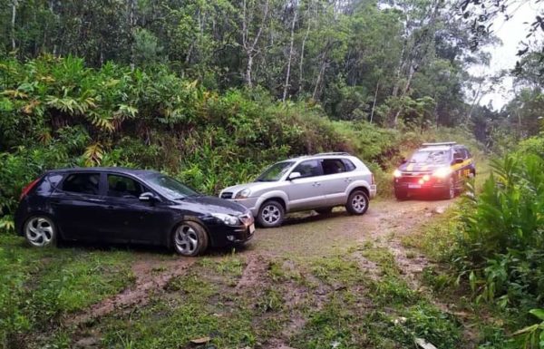PRF descobre esconderijo de carros roubados e recupera tres veiculos na BR 101 em Garuva 1