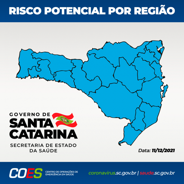 Matriz de Risco Covid-19 de SC aponta, pela primeira vez, todas as regioes no nivel moderado
