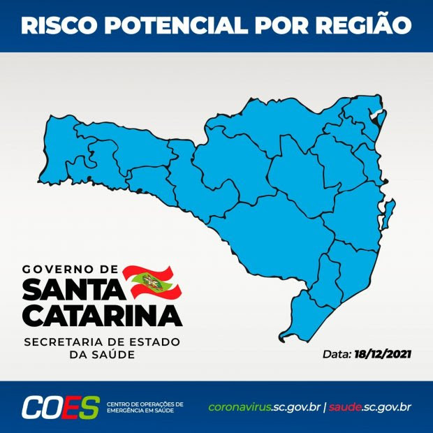 Pela segunda semana consecutiva, Matriz de Risco aponta toda as regioes em nivel moderado