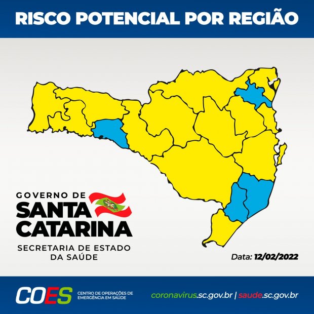 matriz de risco potencial covid-19 em sc de 12-02-2022