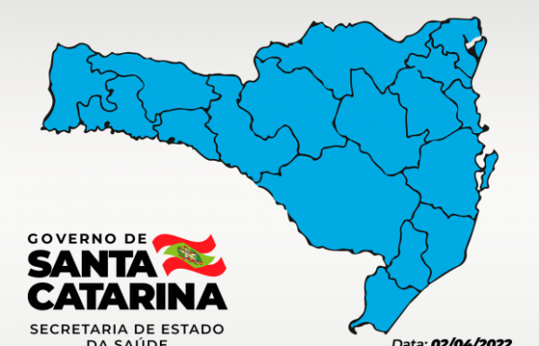 Matriz de Risco para Covid em SC aponta todas as regioes de Saude no nivel moderado (azul)