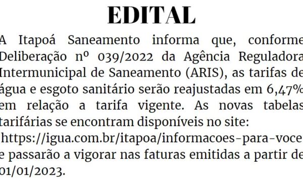 EDITAL Itapoa Noticias (capa Tribuna de Itapoa)