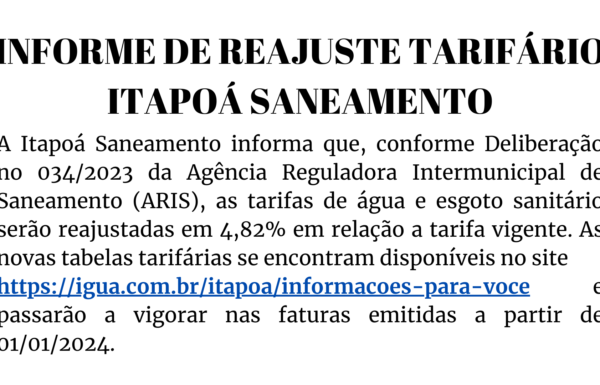 Informe de reajuste - Itapoá Saneamento - capa TI