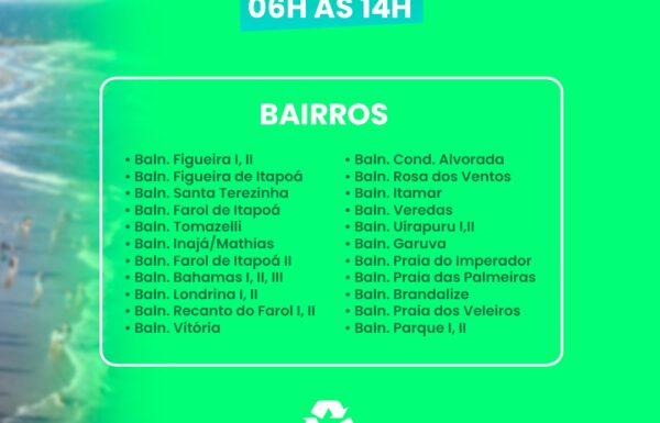 Prefeitura de Itapoa comunica atraso temporário0 na coleta seletiva de residuos 02