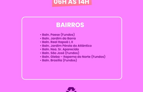 Prefeitura de Itapoa comunica atraso temporário0 na coleta seletiva de residuos 04