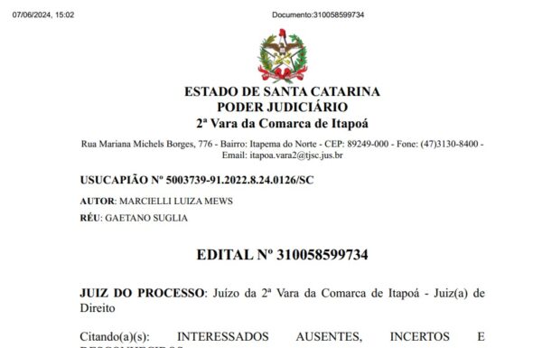 Edital Marcielli Mews - Capa Tribuna de Itapoa - 07-06-2024