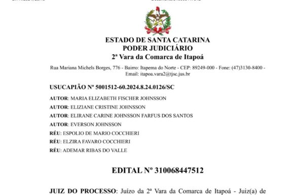 Edital de Usucapião de Maria Elizabeth Fischer Johnsson e outros - CAPA TI