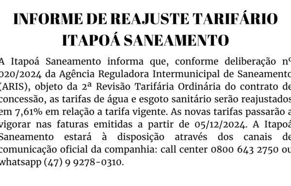 Informe de Reajuste Tarifario Itapoa Saneamento (2024) - Capa
