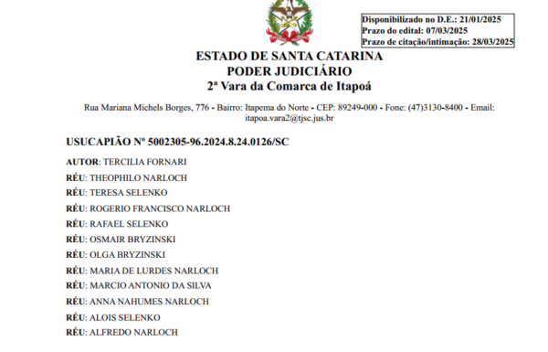 Edital 310070074540 - Tercilia Fornari - Capa Tribuna de Itapoa