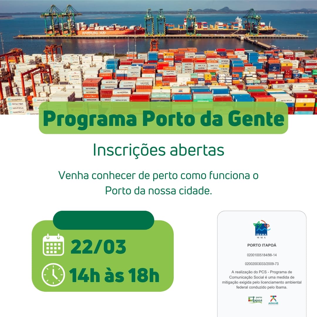 Programa Porto da Gente esta com as inscricoes abertas para visitacao ao terminal portuario