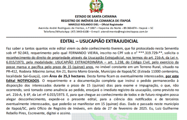 Capa Tribuna de Itapoa - Edital Fernando Vieira