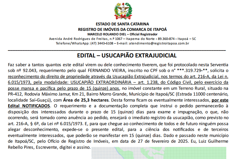 Capa Tribuna de Itapoa - Edital Fernando Vieira