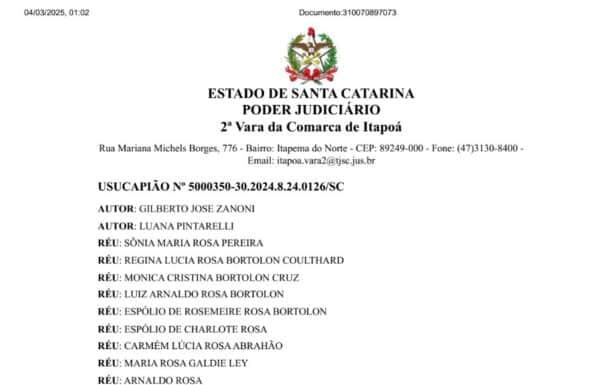 Edital Usucapiao Gilberto Jose Zanoni - Capa Tribuna de Itapoa