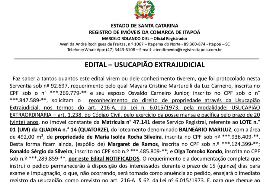 Mayara Cristine Marturelli da Luz Carneiro - Edital Tribuna de Itapoa - 19-03-2025 - Capa site