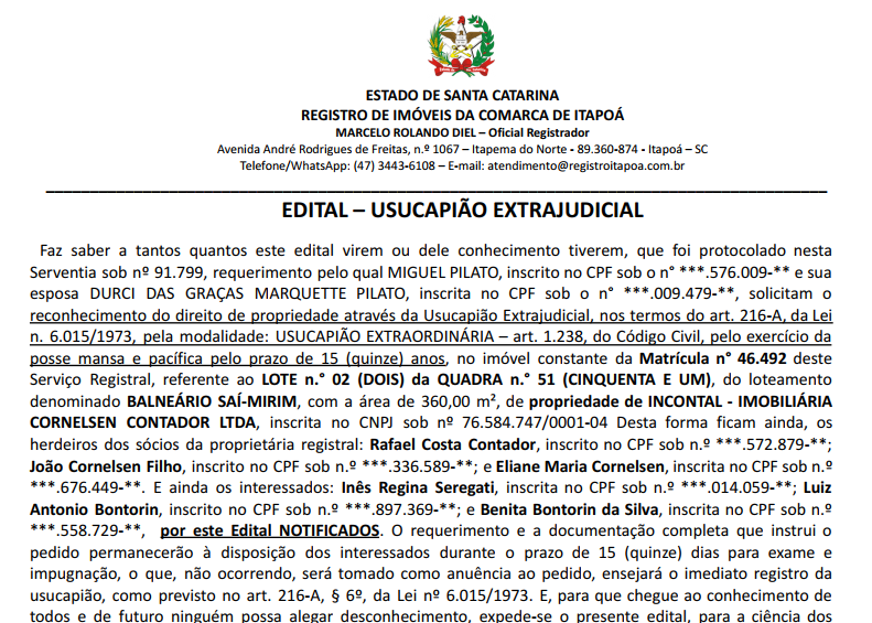 Mighel Pilato - Edital Tribuna de Itapoa - Capa