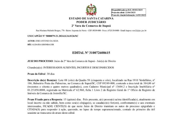 Edital de Jose Antonio da Silva - 08-04-2025 - Capa Tribuna de Itapoa