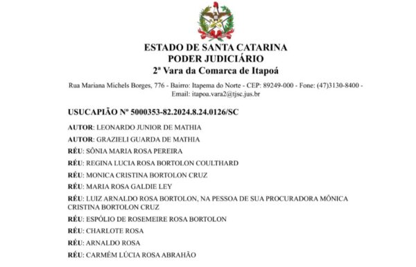 Edital de Leonardo Junior de Mathia - Capa Tribuna de Itapoa