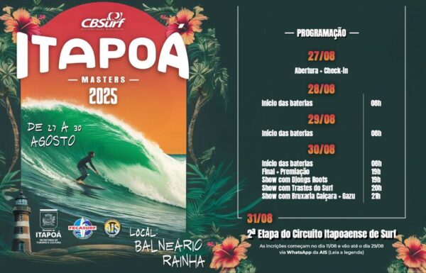 Itapoa sediara o Legends Surf Pro e estreara no circuito CBSurf Master - Capa Tribuna de Itapoa