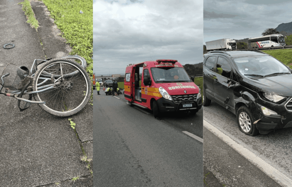 Mulher fica ferida apos colisao entre carro e bicicleta em Garuva - Capa Tribuna de Itapoa