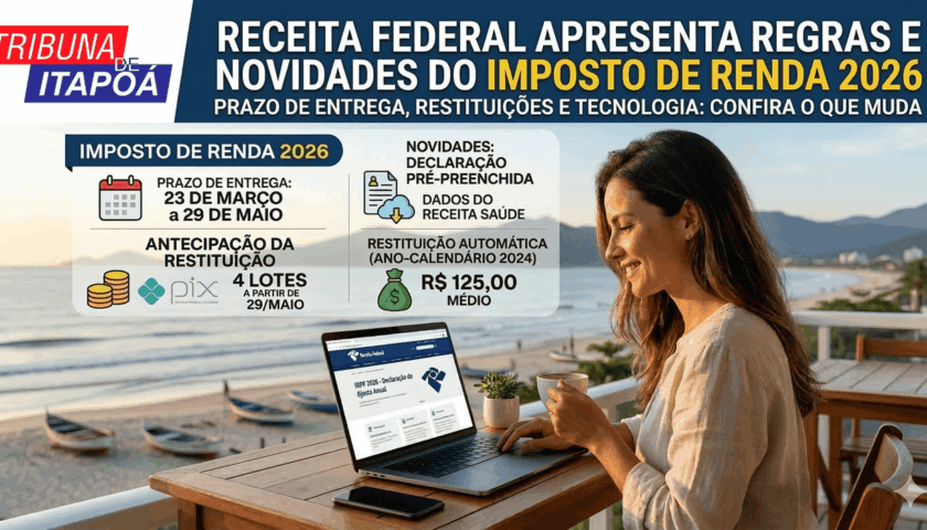 Receita Federal define regras do Imposto de Renda 2026 e anuncia novidades na restituicao - Tribuna de Itapoa (capa)